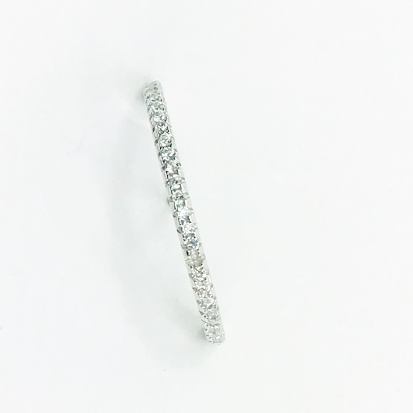 Pave Crystal Earlobe Cuff Stud Earring in Silver - Picture 4 of 8